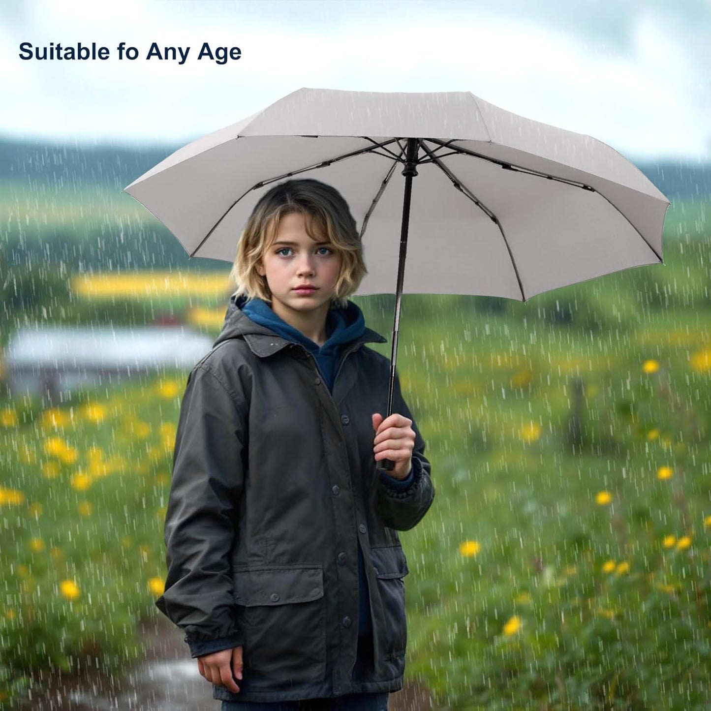 SoulRain Travel Umbrella - Compact Umbrella for Rain - Perfect Large Auto Folding Umbrella - Ideal Car umbrella, Small umbrella, and Travel Companion