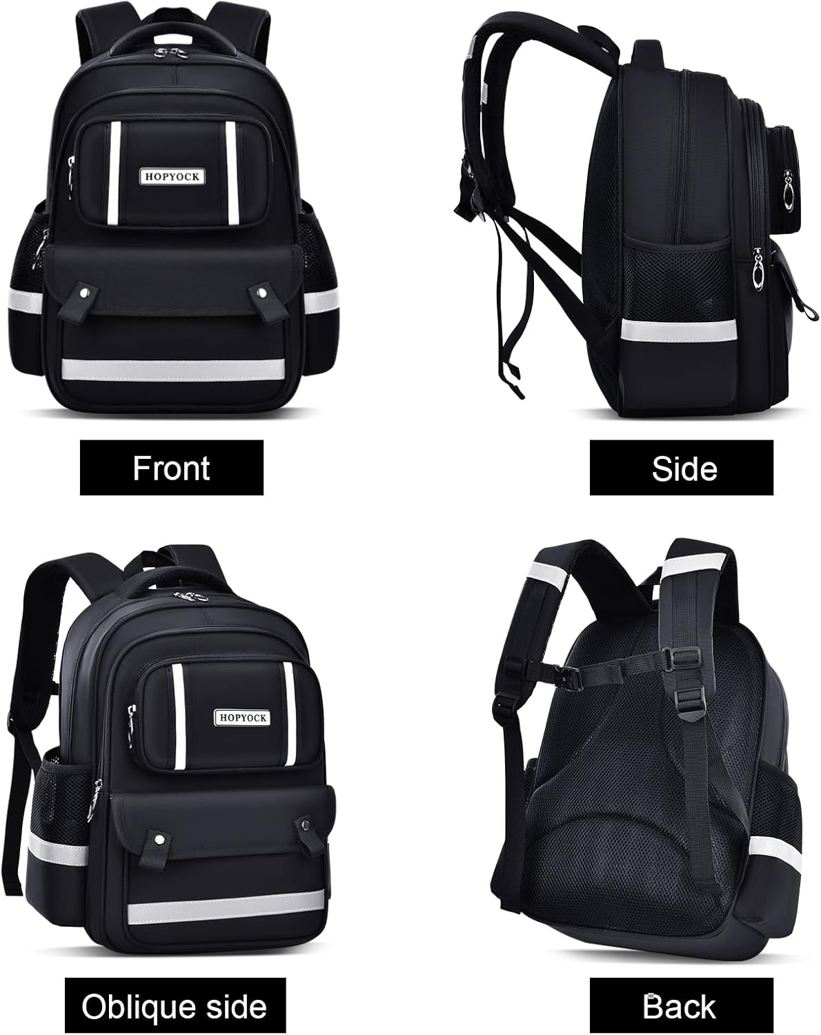 HOPYOCK-School Bags for Boys and Girls,Multi-Pocket Unisex Elementary School Backpack with