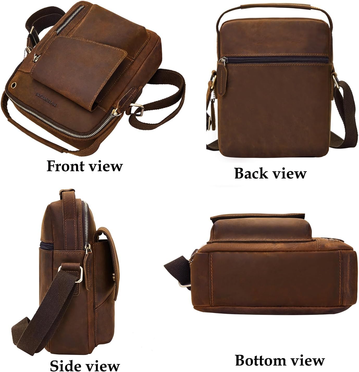 IVESIGN Crossbody Sling Bag for men and women,Leather Satchel Shoulder Bag
