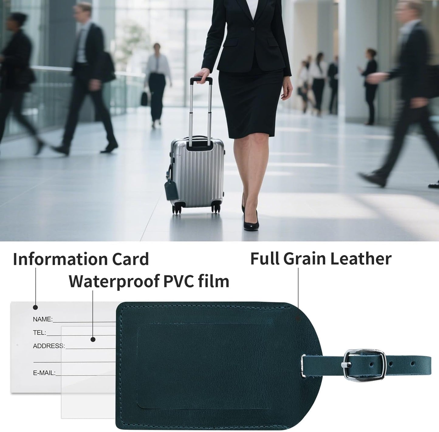 Ringsun Genuine Leather Luggage Tag for Suitcases ID Tags Bag Tags for Luggage (6 Pack)