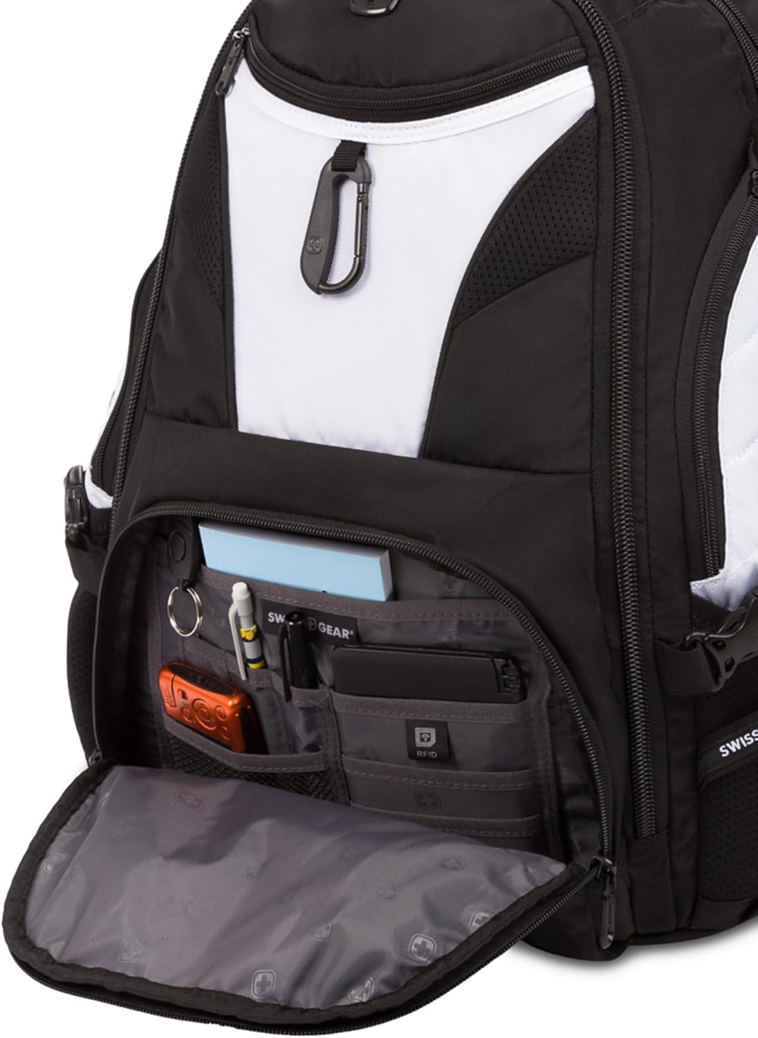 SwissGear 1900 Scansmart TSA 17 Laptop Backpack, White/Black, 19-Inch