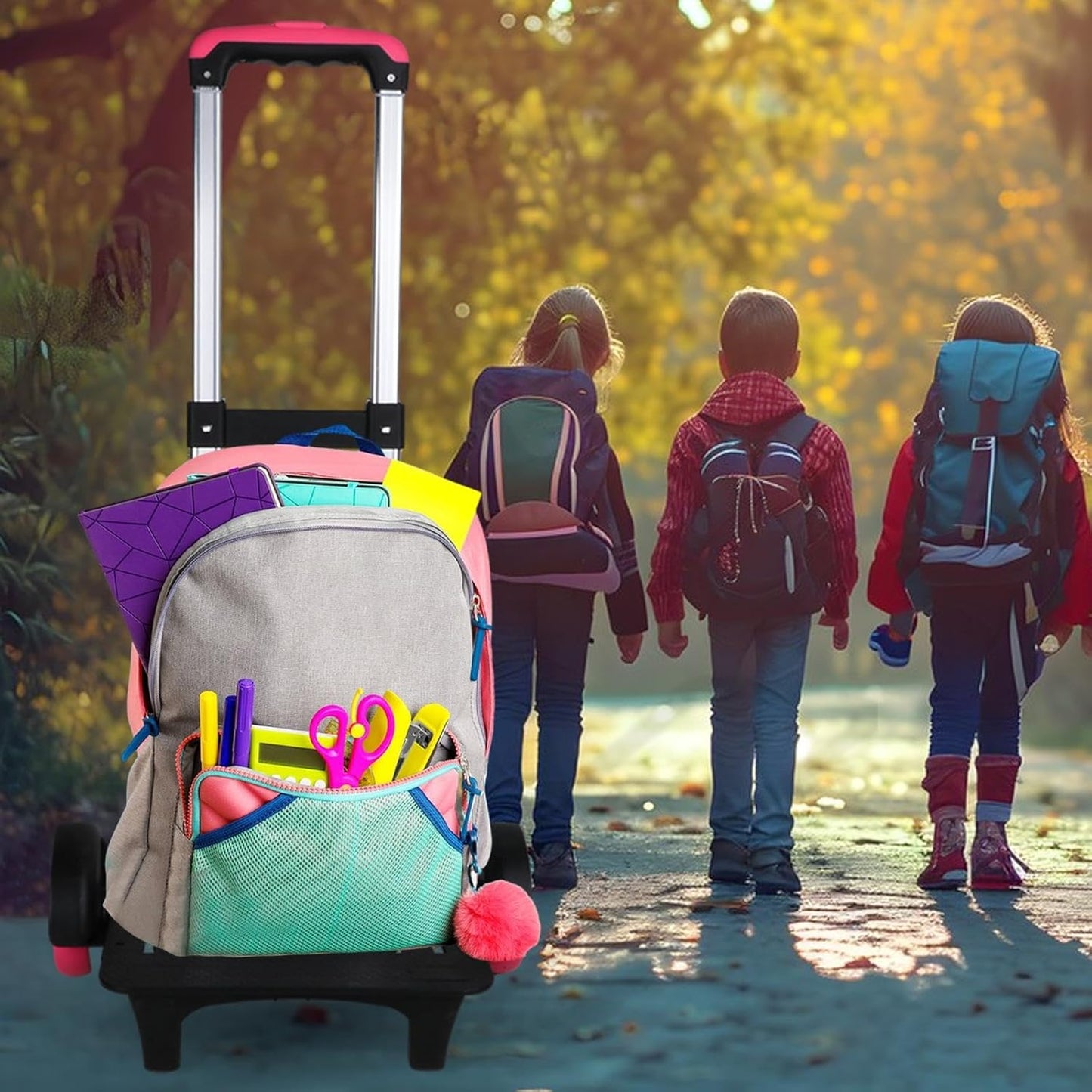 Backpack Trolley Wheeled Cart Telescopic Rod Aluminum Alloy Black Luggage Cart with Wheels Travel Trolley for Boxes Backpack, Women