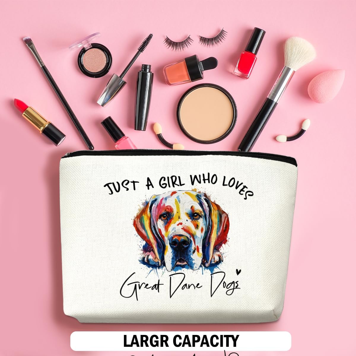 Great Dane Gifts Makeup Bag Great Dane Dog Lovers Cosmetic Bag Travel Organizer Bags Makeup Pouch, Christmas Birthday Friendship Animal Lovers Gifts for Women Girls Sisters