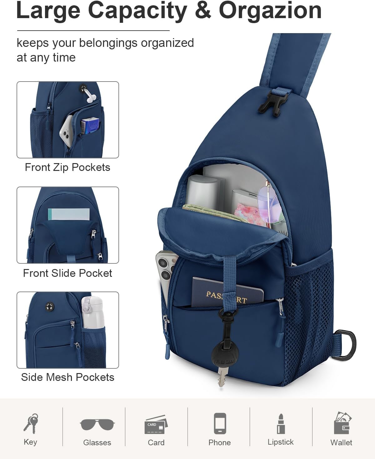 Crossbody Bags for Women Man Waterproof Sling Bag Backpack Trendy Casual Cross Body Bag with
