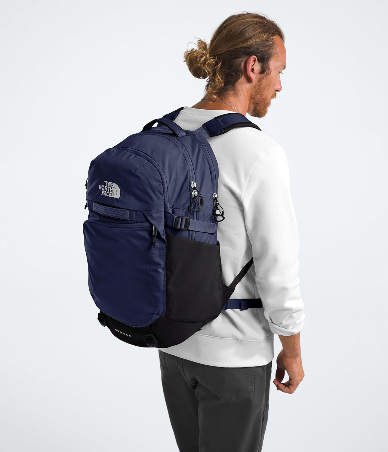 The North Face Router Everyday Laptop Backpack | Daypack with Water Repellent Finish, 17" Laptop Sleeve, Reflective Details, TNF Navy/TNF Black-NPF, One Size