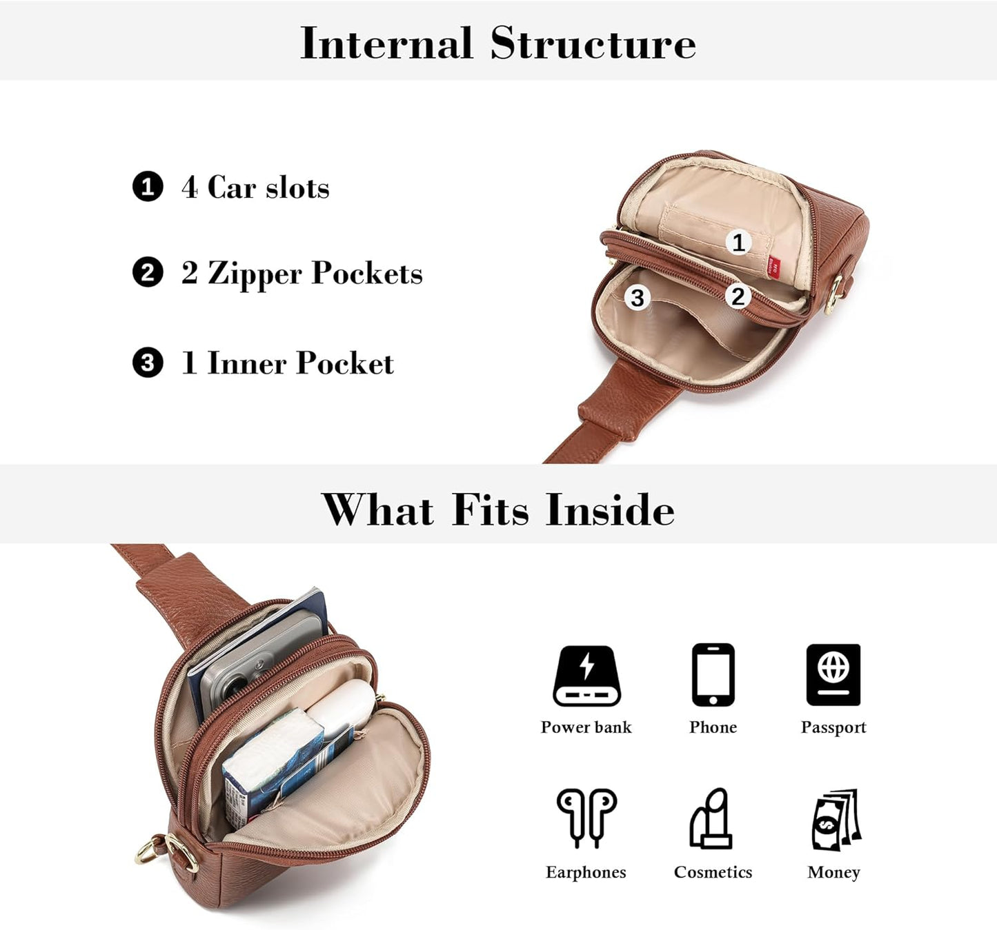 INICAT Travel Small Sling Bag Faux Leather Crossbody Bags Women Cross Body Bag Purses for Woman