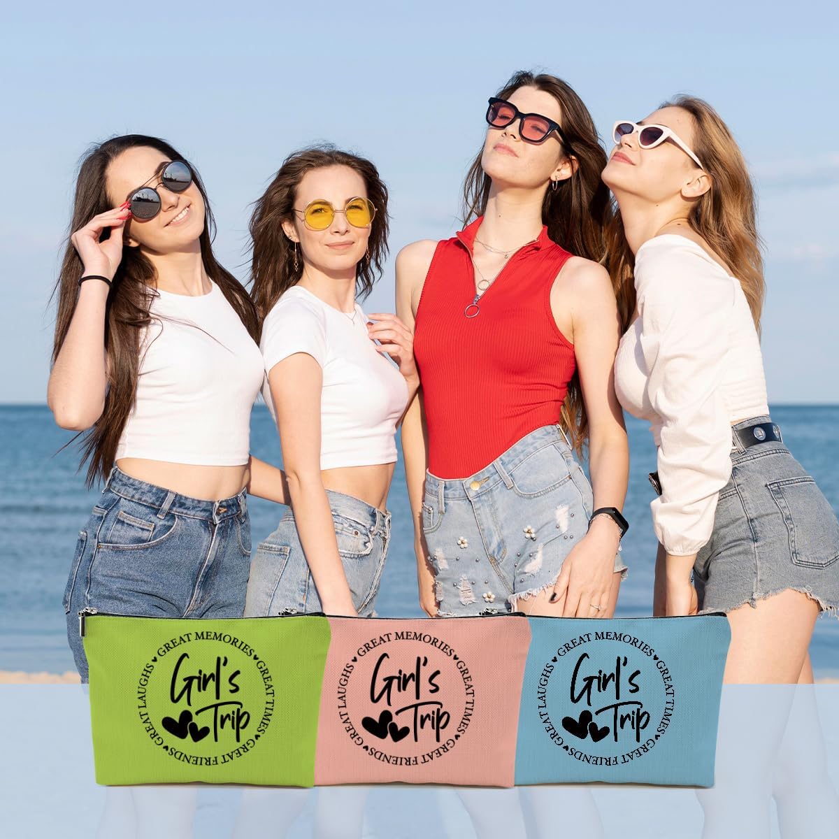 3Pcs Girls Weekend Gifts, 2025 Girls Trip Gifts Favors Travel Gifts Funny Makeup Bag, Weekend Bag Cosmetic Bag, Friendship Gifts for Women Best Friend Bride BFF, Graduation Wedding Gifts Toiletry Bag