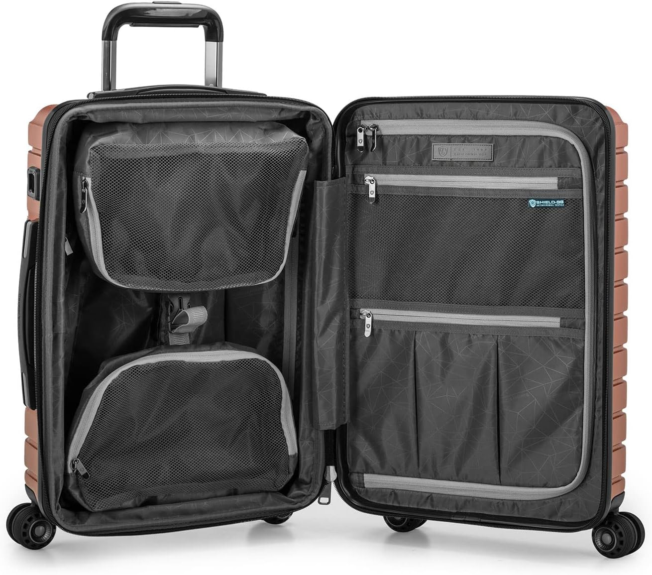 Traveler's Choice Archer Polycarbonate Hardside Spinner Luggage Set, Tie Down Straps, Orange, Carry-On 21-Inch