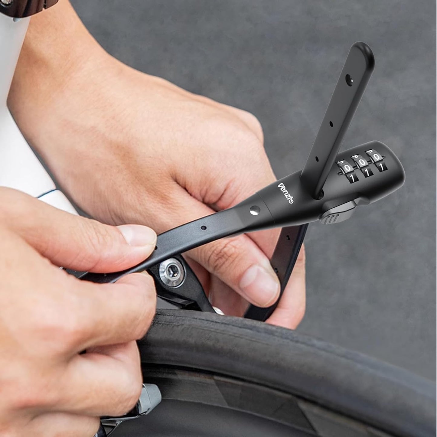 Venzio Adjustable Cable Zip Tie Lock, 3-Digit Combination Security Lock with 304 Stainless Steel Core for Bike, Helmet, Stroller, Luggage, Lightweight & Reusable（2Pack/Black）