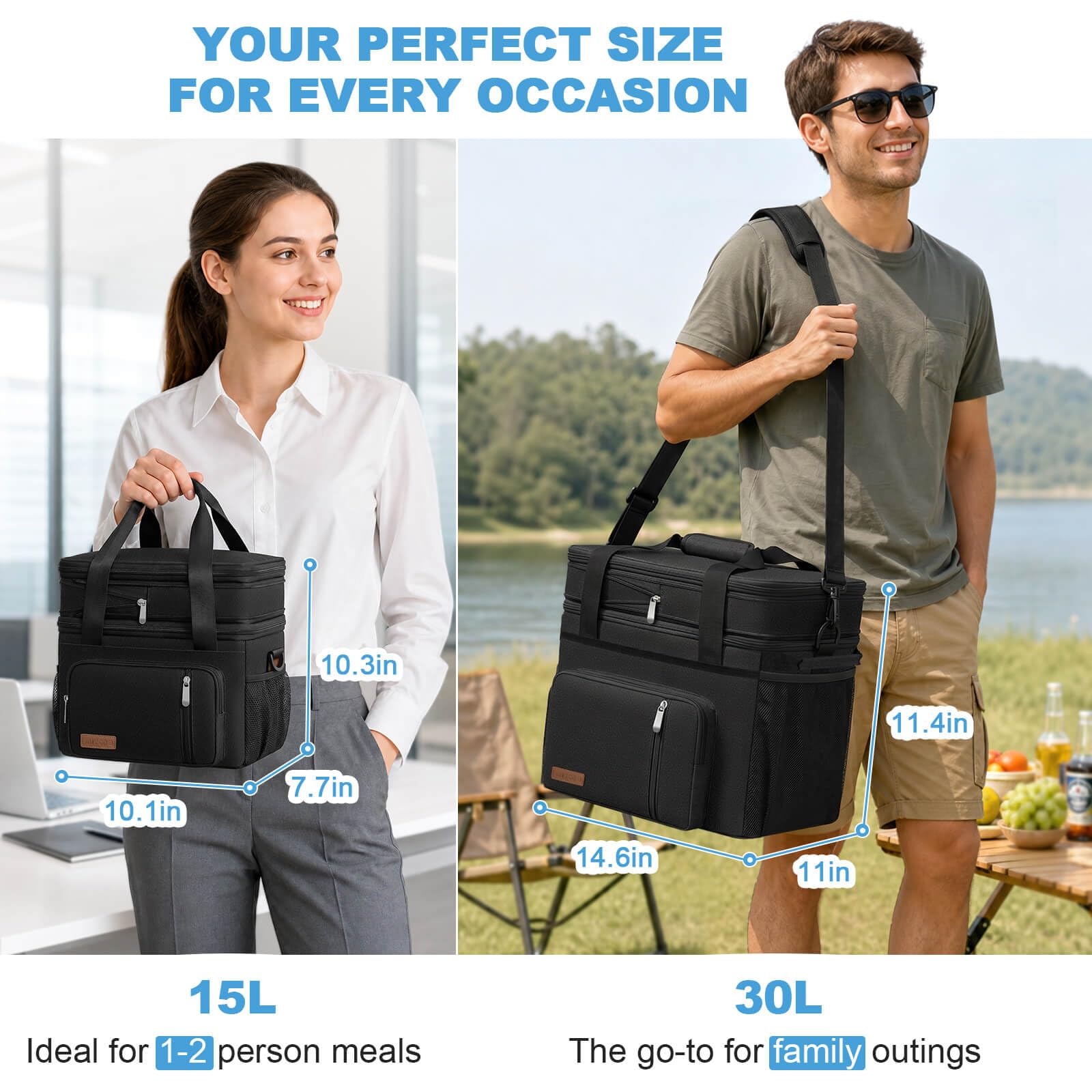 MIYCOO Lunch Bag & Lunch Box for Men Women, Double Deck & Leakproof