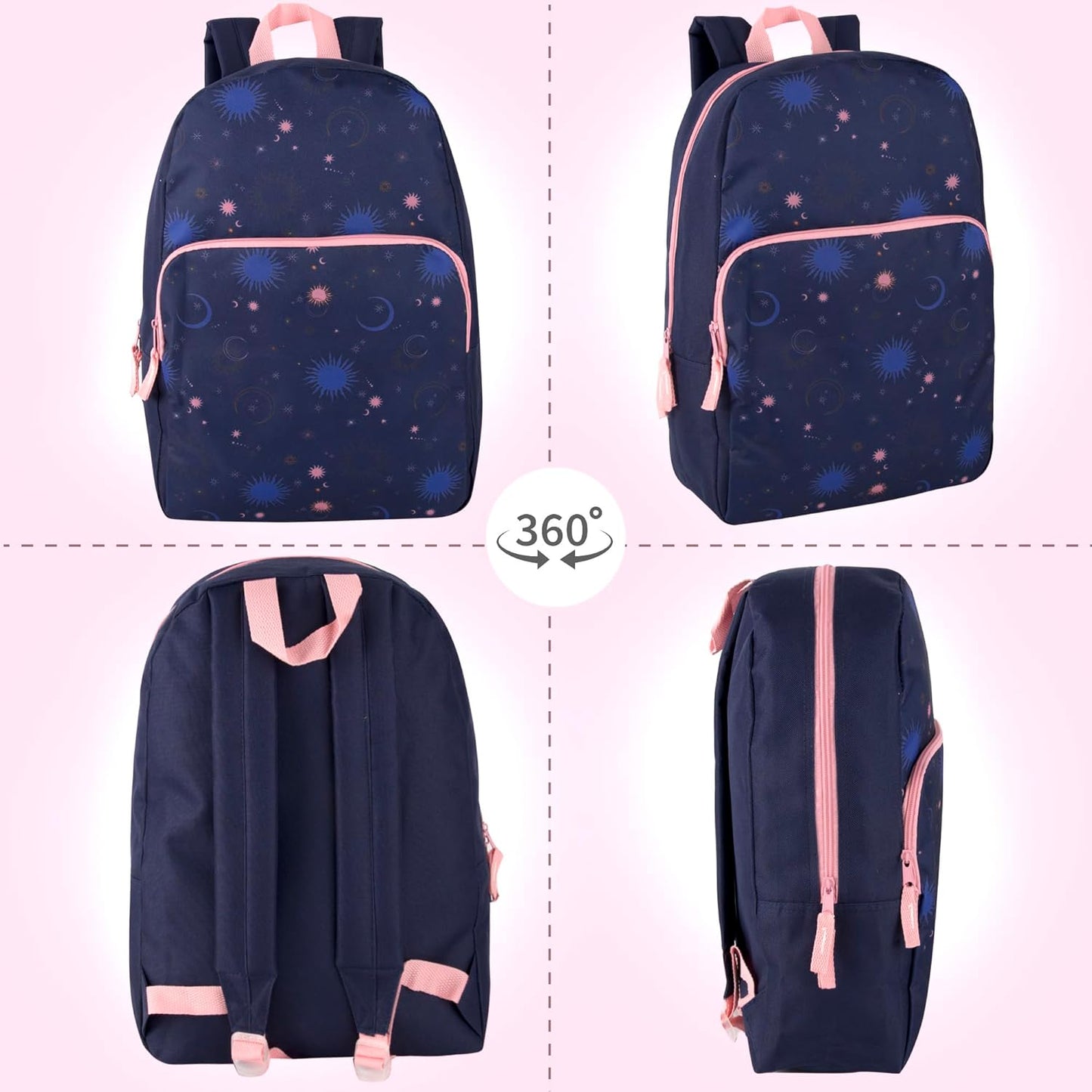 Fun School Backpack for Elementary Middle School Girls and Boys | 17 Inch Printed Backpacks for School Kids, Travel (Twilight Twirls)