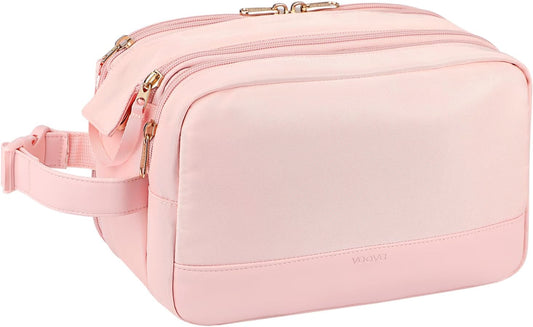 Voova Travel Toiletry Bag for Women, Hanging Dopp Kit Water Resistant Shaving Bag for Toiletries Accessories, Small Makeup Organizer Case for Traveling Essentials, Bathroom, Cosmetics, Pink