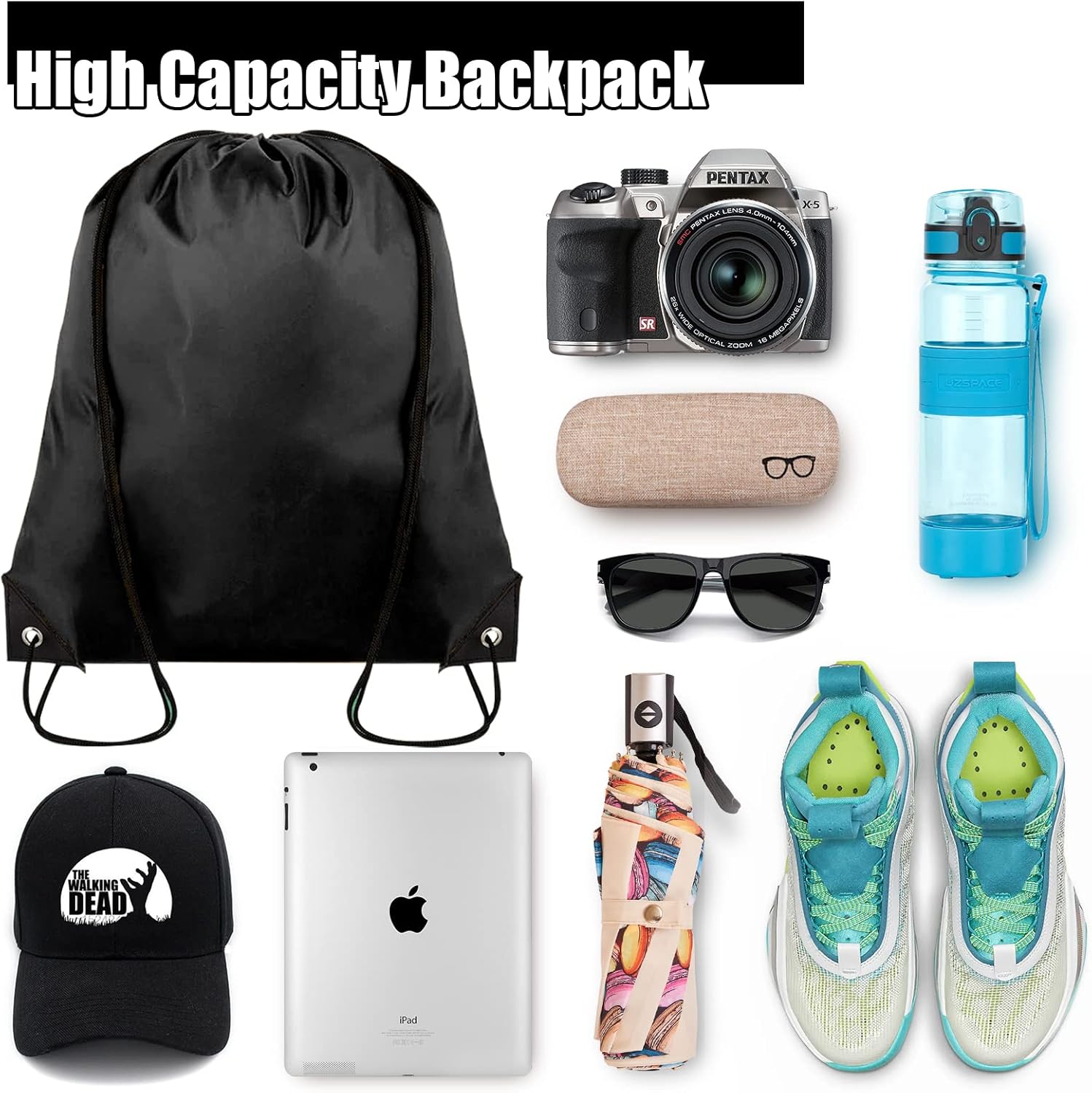 40 Pieces Drawstring Backpack Bulk Cinch Sackpack Ployster Drawstring Bags for Gym Party Trip(Black)