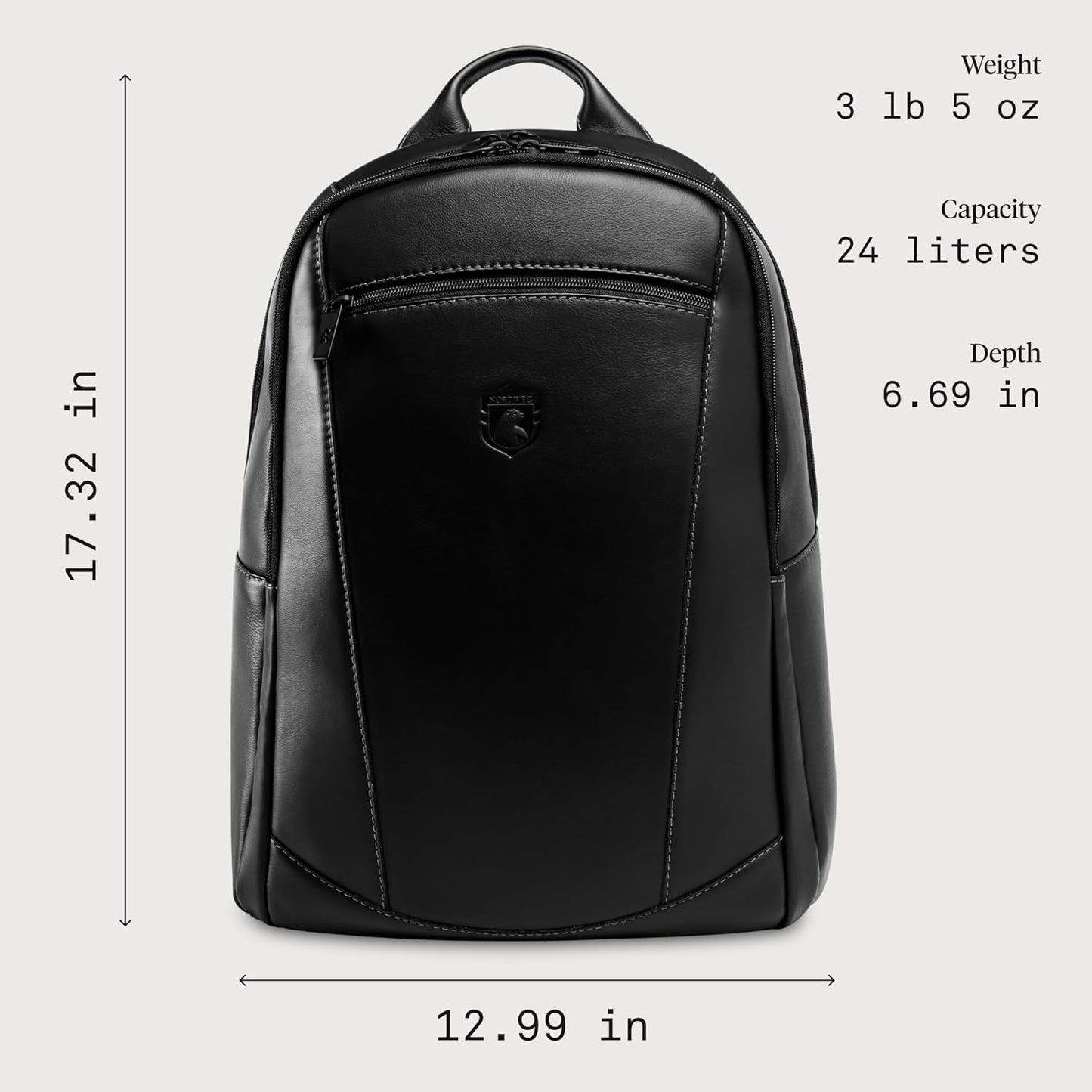 Nordweg Leather Laptop Backpack NW074B – Lightweight Daypack for Work, Travel & College – Fits