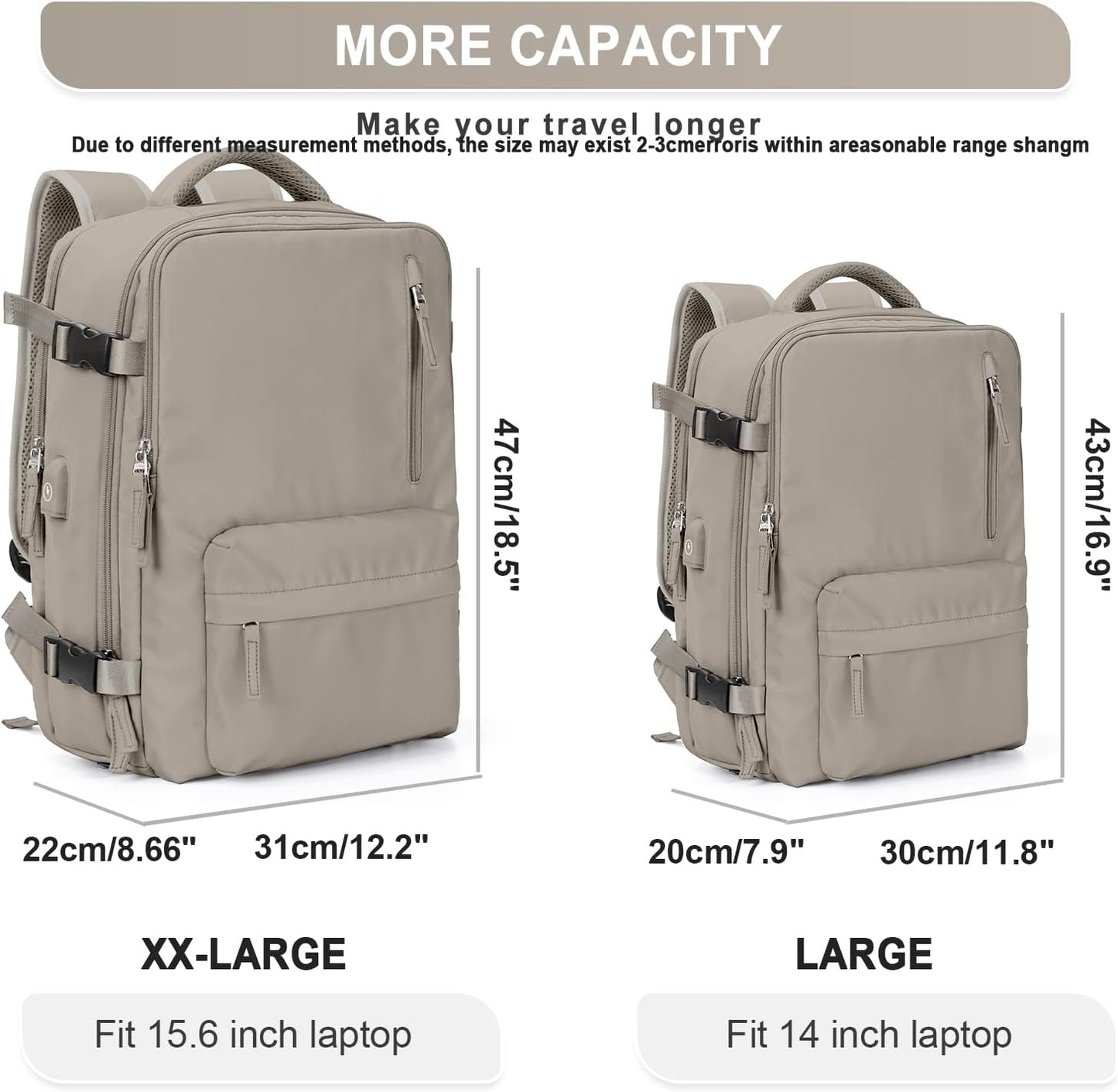 WONHOX Large Travel Backpack Carry on Flight Approved Laptop Work Business Backpack for Women Men Mochila de Viaje