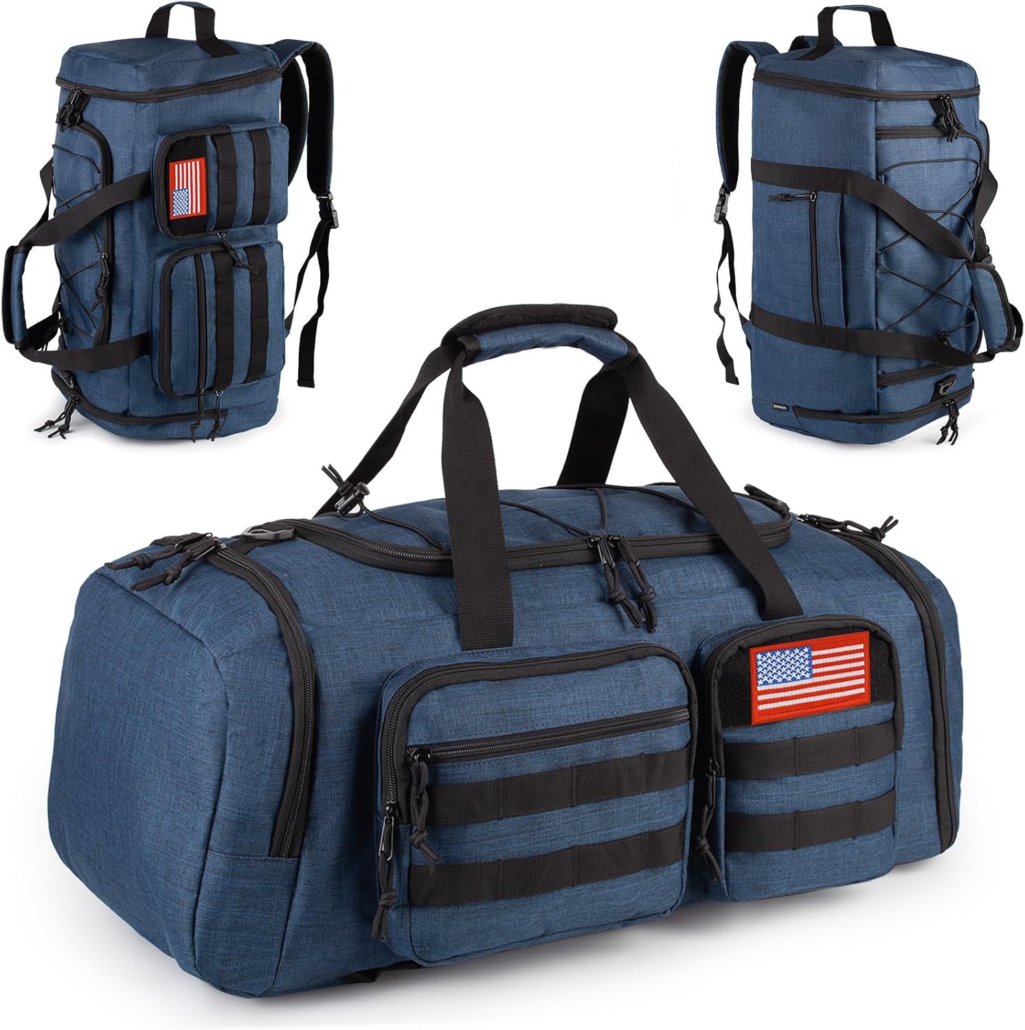 Tactical Gym Bag for Men，50L Large 3 in 1 Sports Duffle Bag with Shoes Compartment for Travel,Water