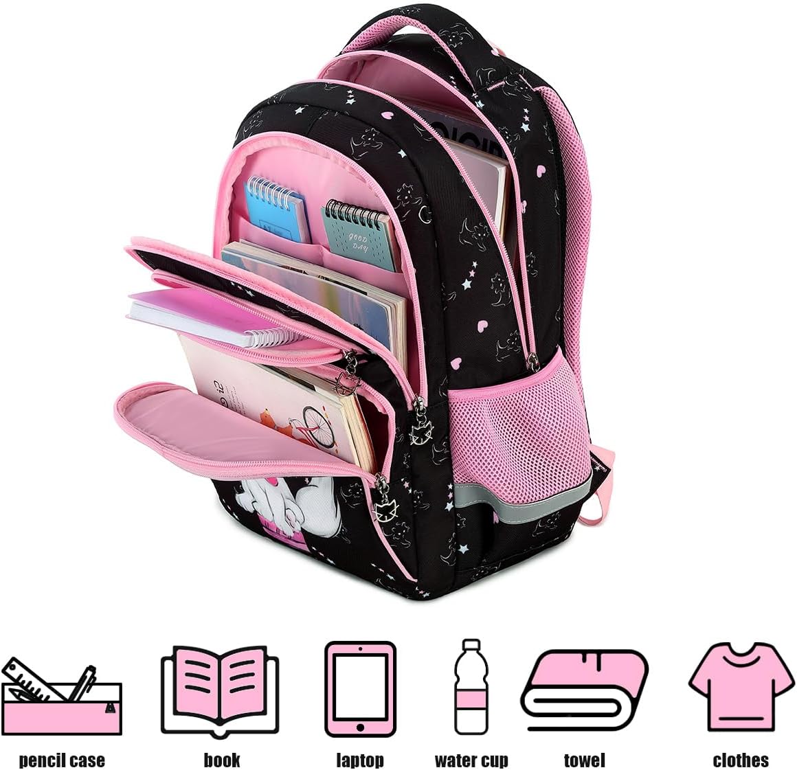 Cusangel Backpack for Girls Boys School Bookbags Kindergarten Elementary Lightweight Waterproof Multifunctional Large Capacity for Backpack (16 inch cat Fun Prints)