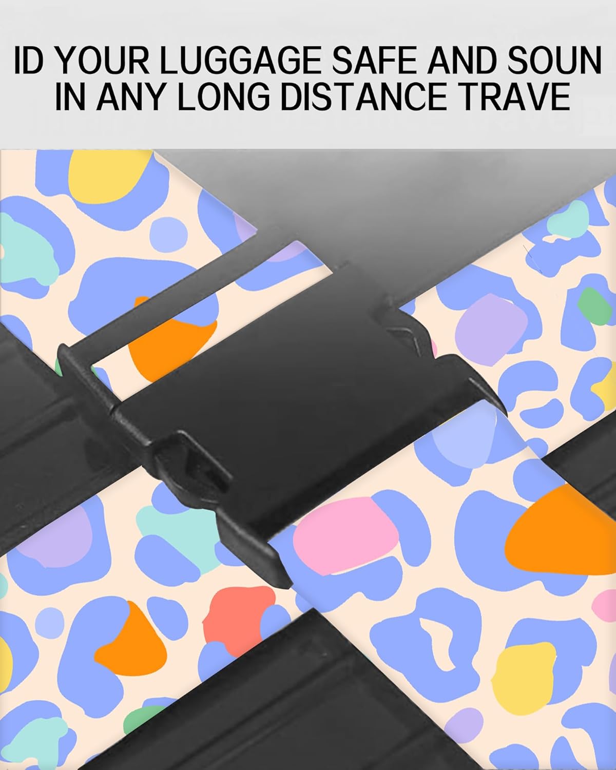 Luggage Straps for Suitcases, Adjustable Travel Belt, Durable Wide Luggage Strap, Cute Suitcase Strap Identifiers with Buckle, Bag Straps for Luggage, Cute Colorful Leopard