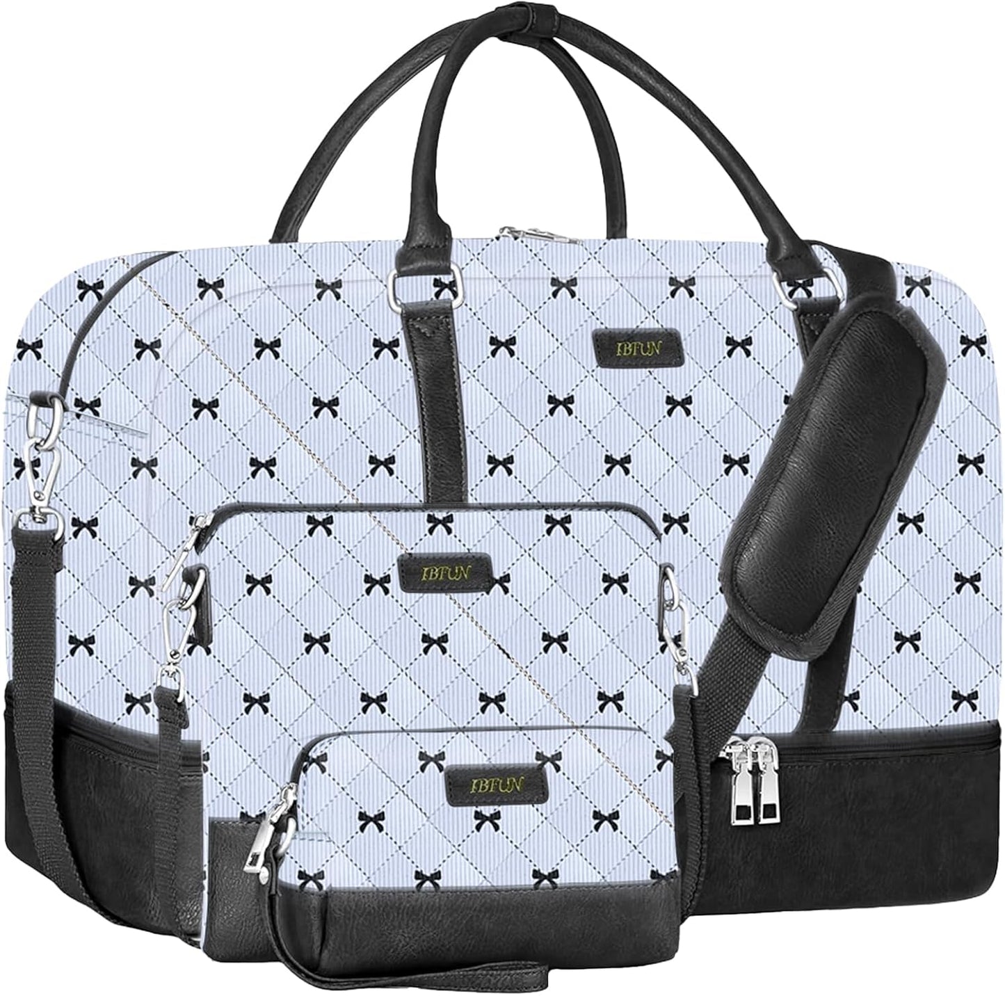 IBFUN Weekender Bags for Women, 21" Weekender Travel Bag, Travel Duffle Bag with Shoe Compartment Carry on Overnight Duffel Bag for Weekend Travel Business Trip, 3PCS