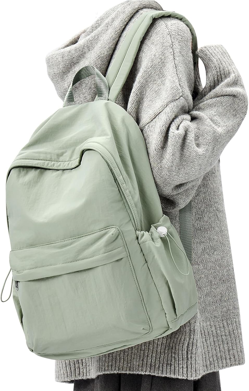 Simple School Backpack For Women Men Aesthetic Medium Backpack Lightweight Casual Daypack College Backpacks Cute Bookbag for Teens Girls Boys Basic Bagpack（Green）