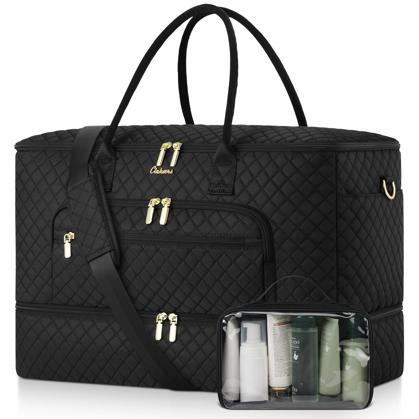 CLOKARS Travel Duffle Bag, Wide Open Large Weekender Bag for Women with Shoe Compartment, Carry on