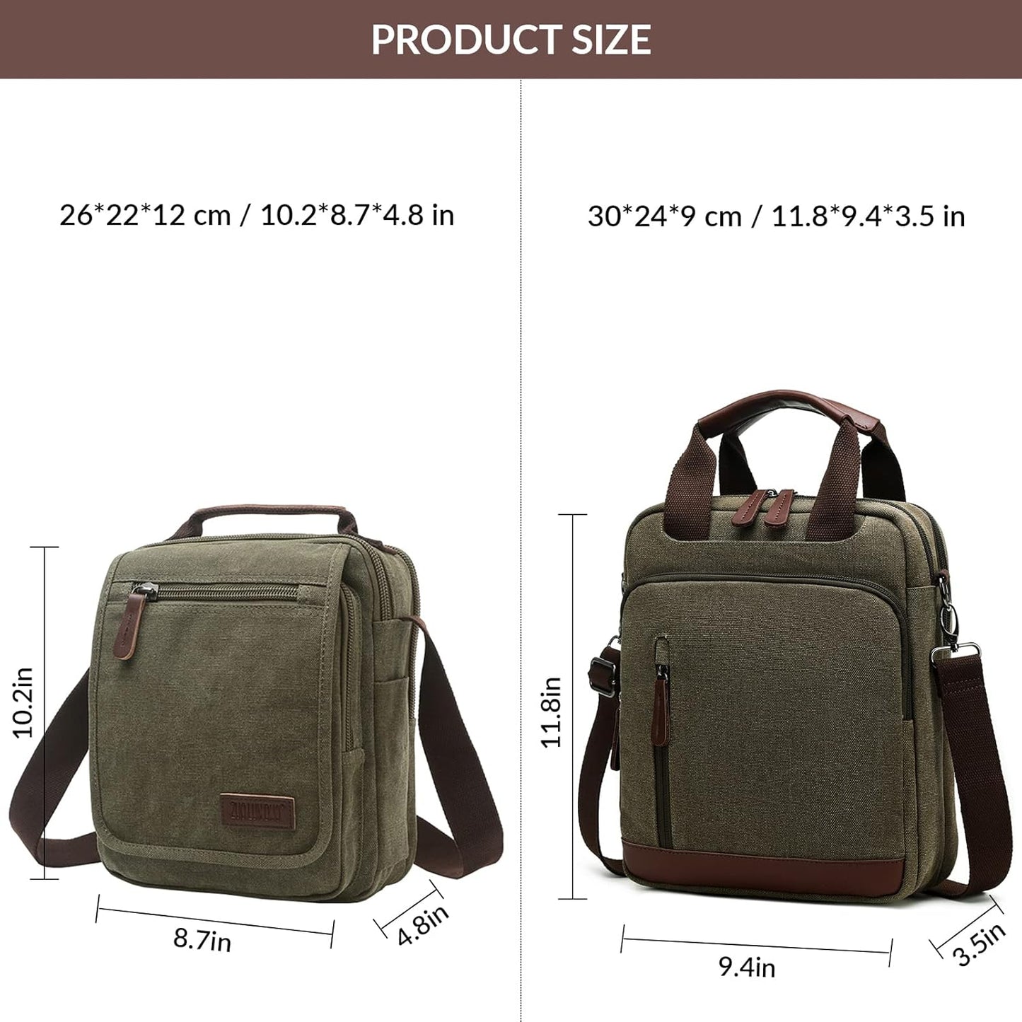 mygreen Small Canvas Crossbody Shoulder Bag Messenger Bag Work Bag