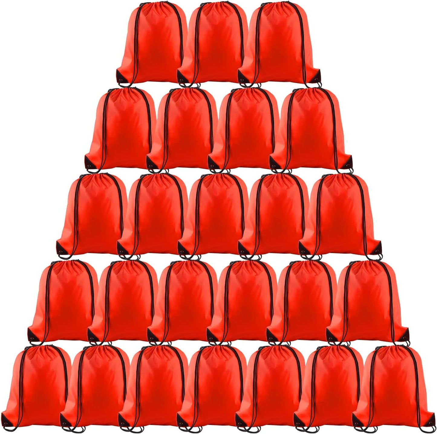 PLULON 25 Pcs Red Drawstring Backpack Bags Bulk String Backpack Cinch Sack Pull Sport Gym Backpack Bags for Yoga Traveling Outdoor Sports