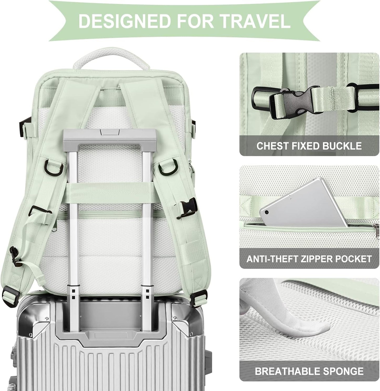 WONHOX Large Travel Backpack Carry on Flight Approved Laptop Work Business Backpack for Women Men Mochila de Viaje
