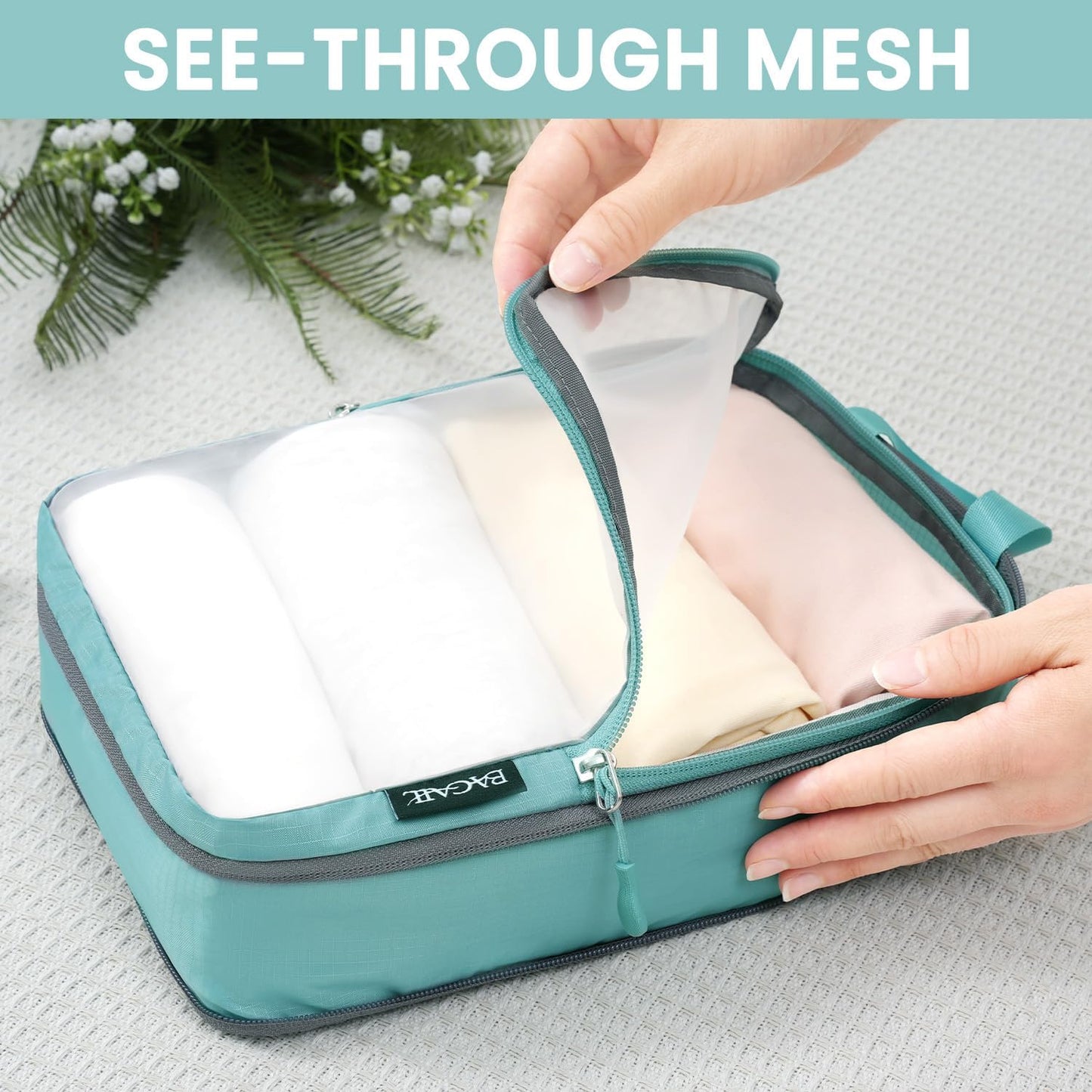 BAGAIL 6 Set Ultralight Compression Packing Cubes Packing Organizer for Travel Accessories Luggage Suitcase Backpack