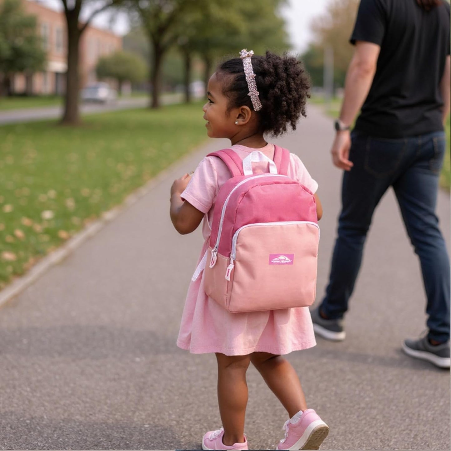 Color Block Backpacks for School Boys and Girls, 15 Inch Two Tone Colorful Small Travel Backpack for Kids (Pink)