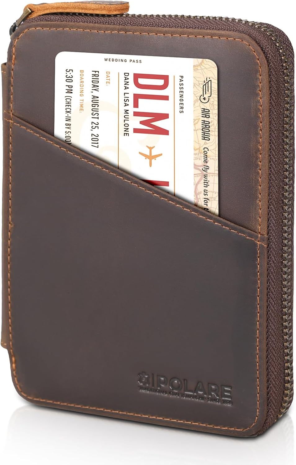 Polare Full Grain Leather Travel Passport Wallet RFID Blocking Passport Holder Soft Bifold Cover