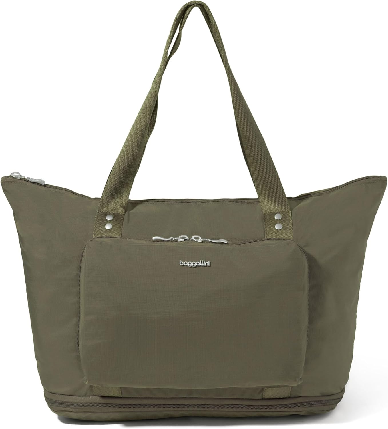 Baggallini Carryall Expandable Lightweight Travel Tote 22" Packable Folding Compact Nylon Washable Weekender w/Luggage Sleeve