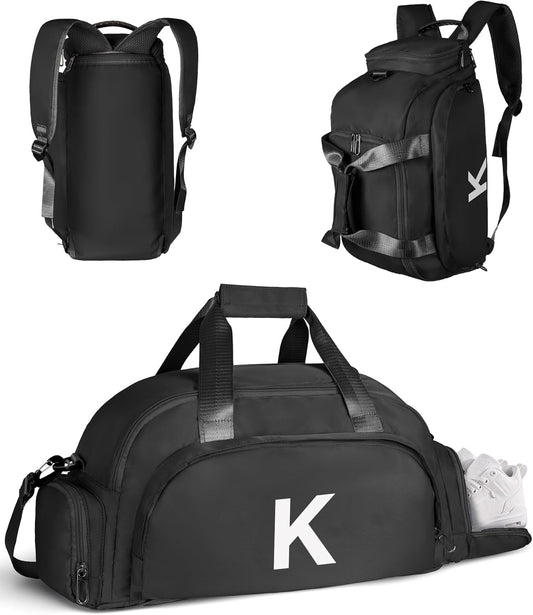11 12 13 14 15 16 Year Old Girl Birthday Gifts, Initial Gym Bags with Shoe Compartment, Dance Bag for Girls, Monogram Kid Overnight Bags, Small Travel Duffle Tote (Letter K)