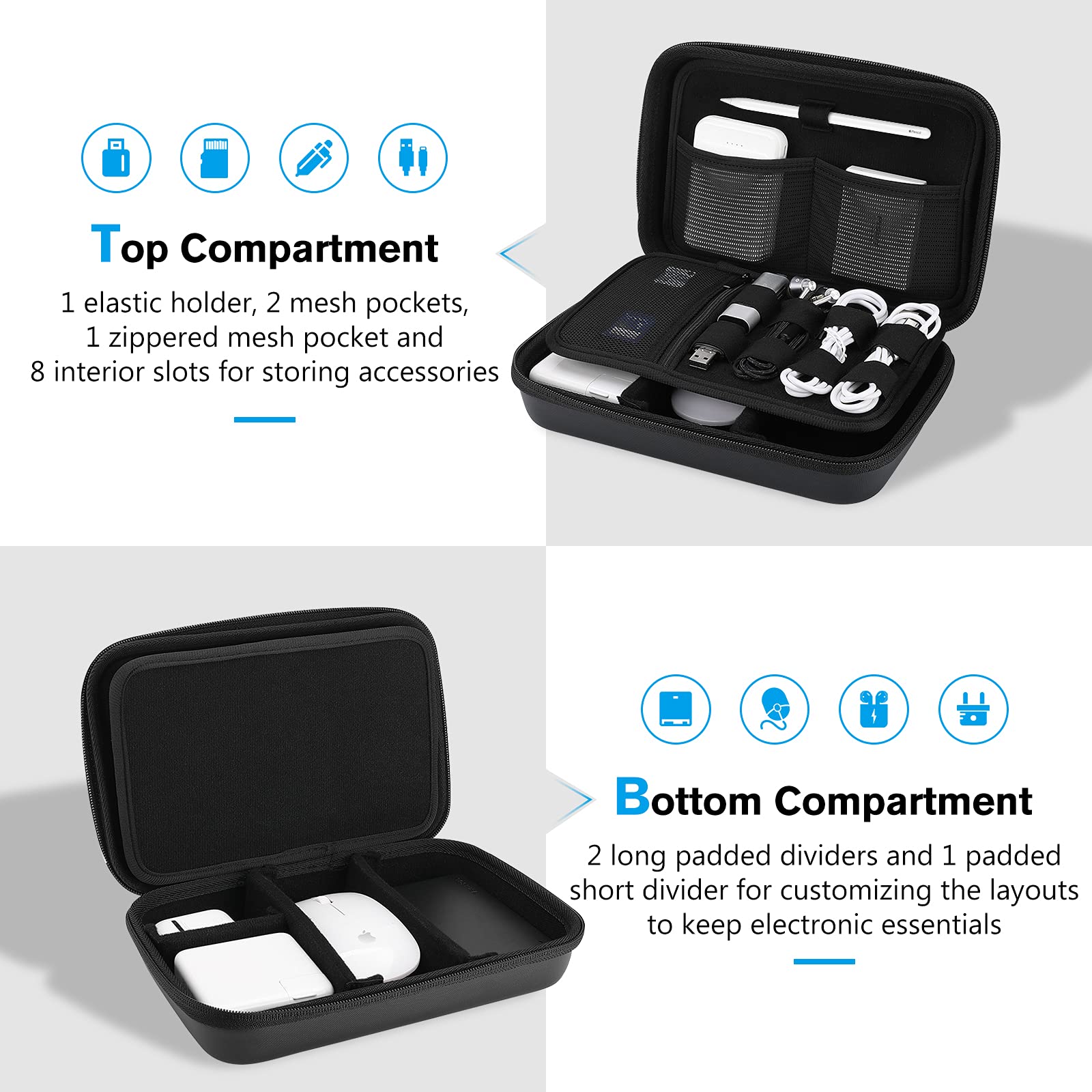 ProCase Hard Travel Electronic Organizer Case for MacBook Power Adapter Chargers Cables Power Bank