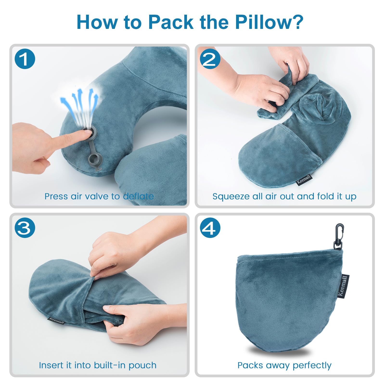Keemall Inflatable Travel Neck Pillow, Cervical Support for Airplane & Car