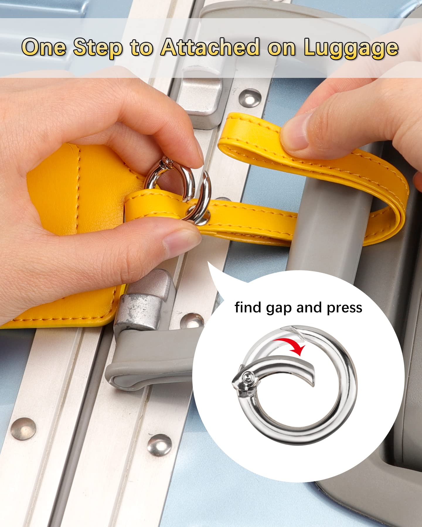 Teskyer Leather Luggage Tags for Suitcases, 3 Pack, Yellow