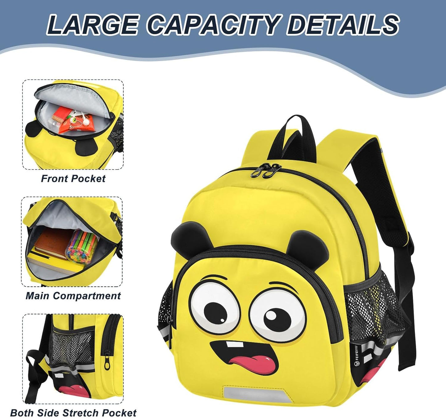 Toddler Backpack Small Preschool Kindergarten Kids Backpacks Yellow Face Cute Bookbag for School