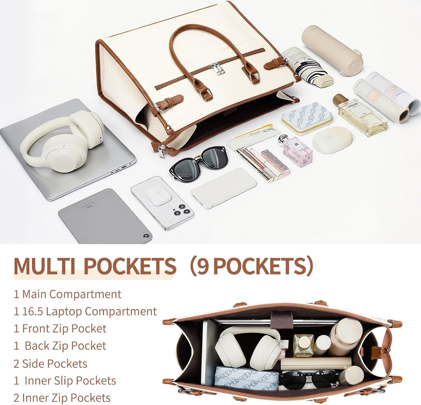 Laptop Tote Bag for Women Briefcase Laptop Purse, 15.6 inch Computer Work Bags with Satchel Purse