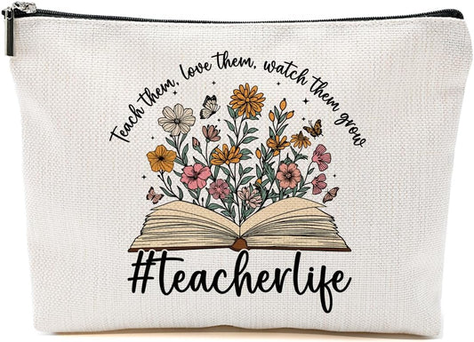 Teacher Appreciation Gifts Makeup Bag Toiletry Cosmetic Bag Best Teacher Gifts for Teachers, Teacher's Day Birthday Gift, Makeup Pouch Zipper Bags, Organizer, Cosmetic Pouch Toiletry