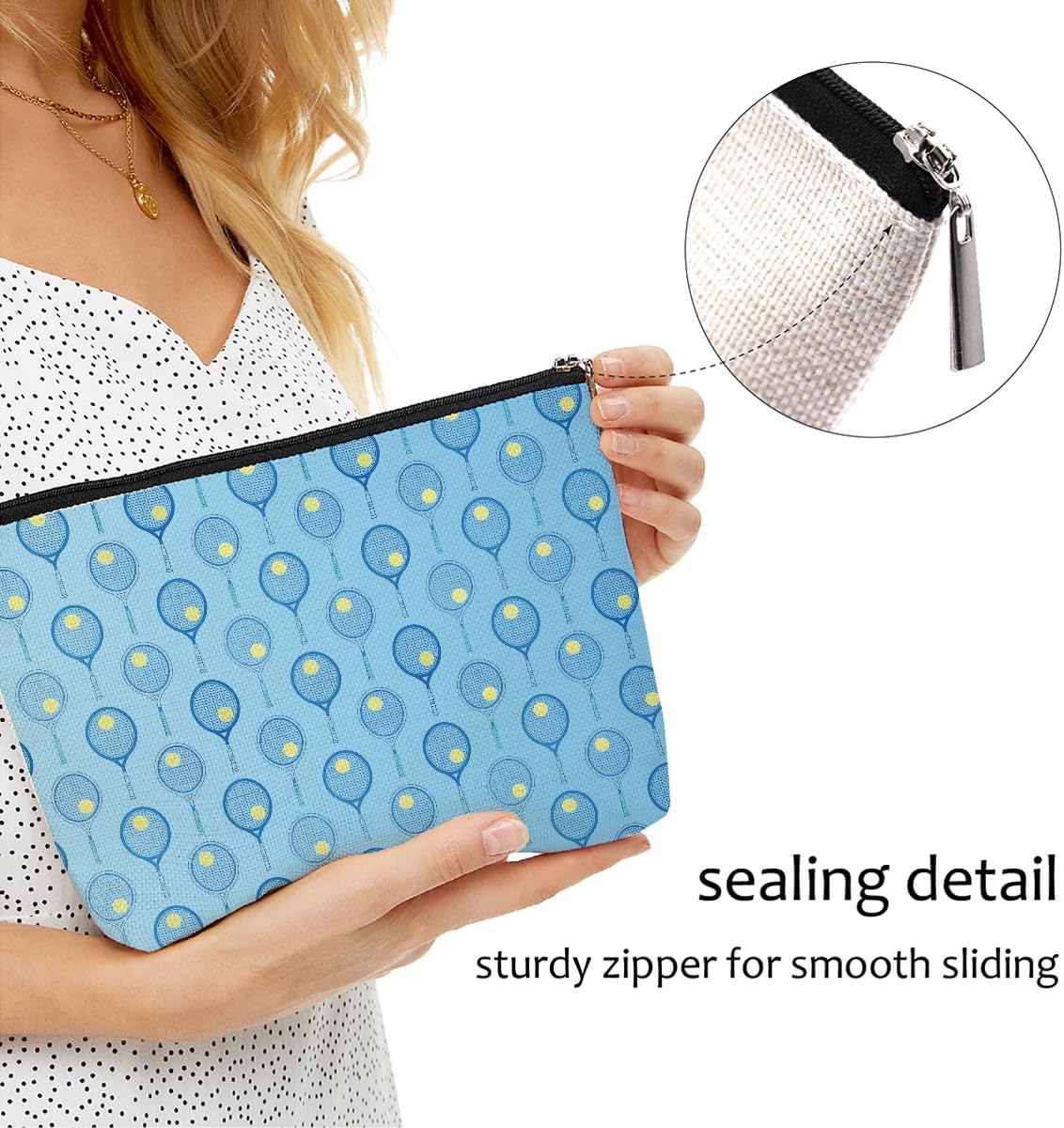 6 PCs Inspirational Tennis Makeup Bag, Accessories Gift Cosmetic Bag, Player Graduation Birthday Gifts for Women & Girls Tennis Lovers