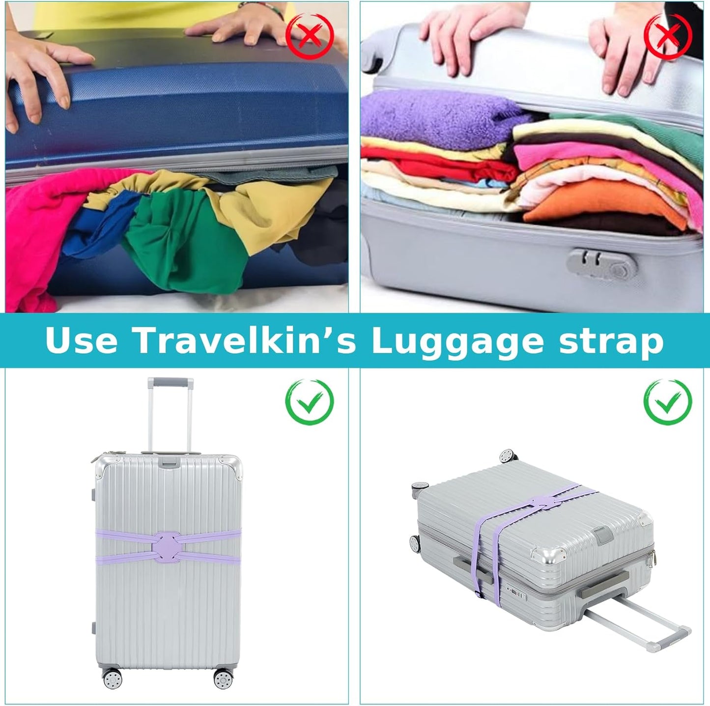 Travelkin Luggage Straps Bag Bungees add a Bag, Luggage Bungee for suitcases Elastic Strap Belt