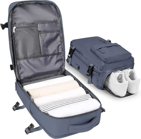 VGCUB Large Travel Backpack Bag for Women Men,Carry on 17 Inch Laptop Business Work Waterproof Backpack with Laptop Compartment,Person Item Flight Approved,Mochila de Viaje,Grey Blue Large