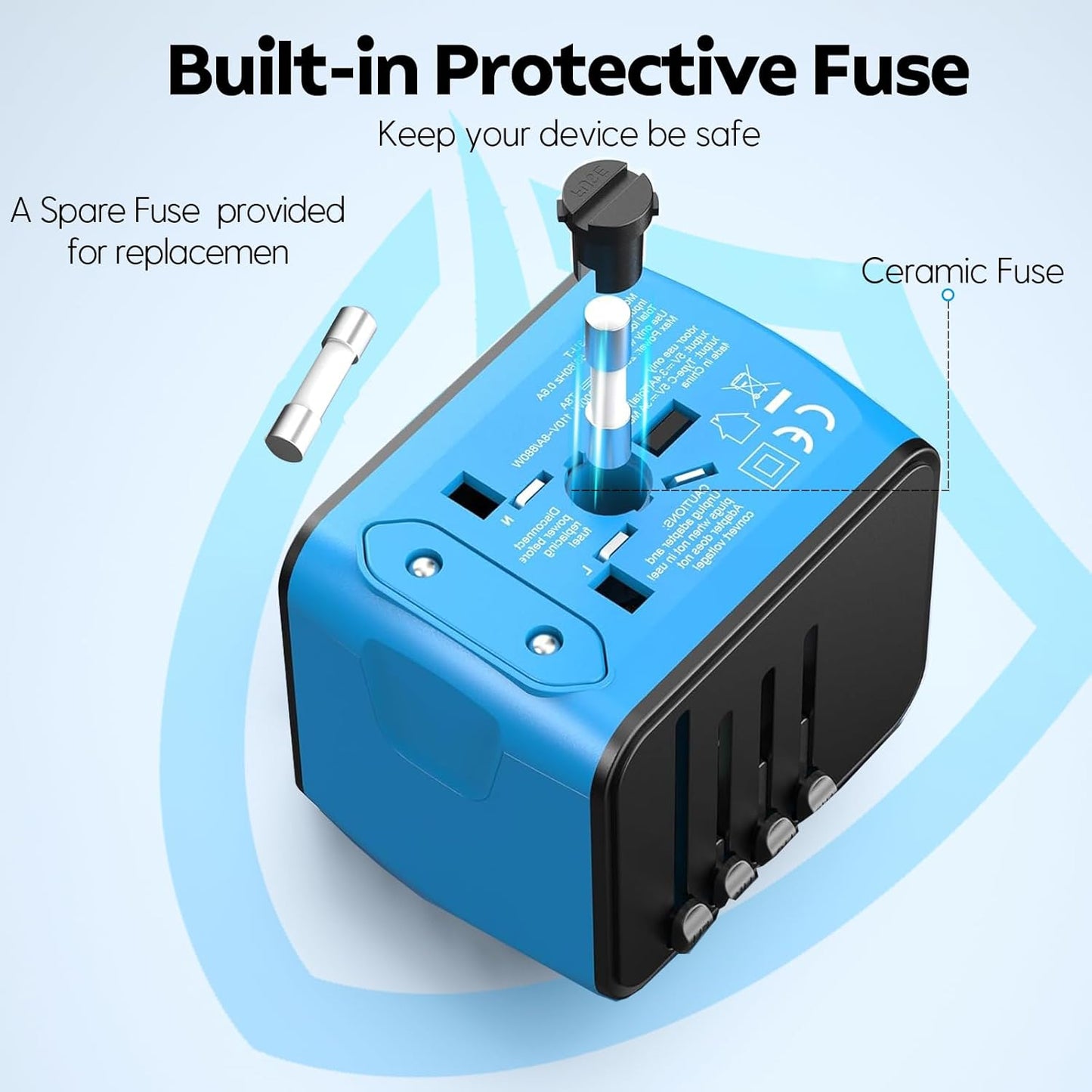 JMFONE Universal Travel Adapter, 4 USB(Type A) Ports & AC Outlet, International Power Plug Adapter All in One Perfect for European, US, EU, UK, AU 200+ Countries - Not a Voltage Converter