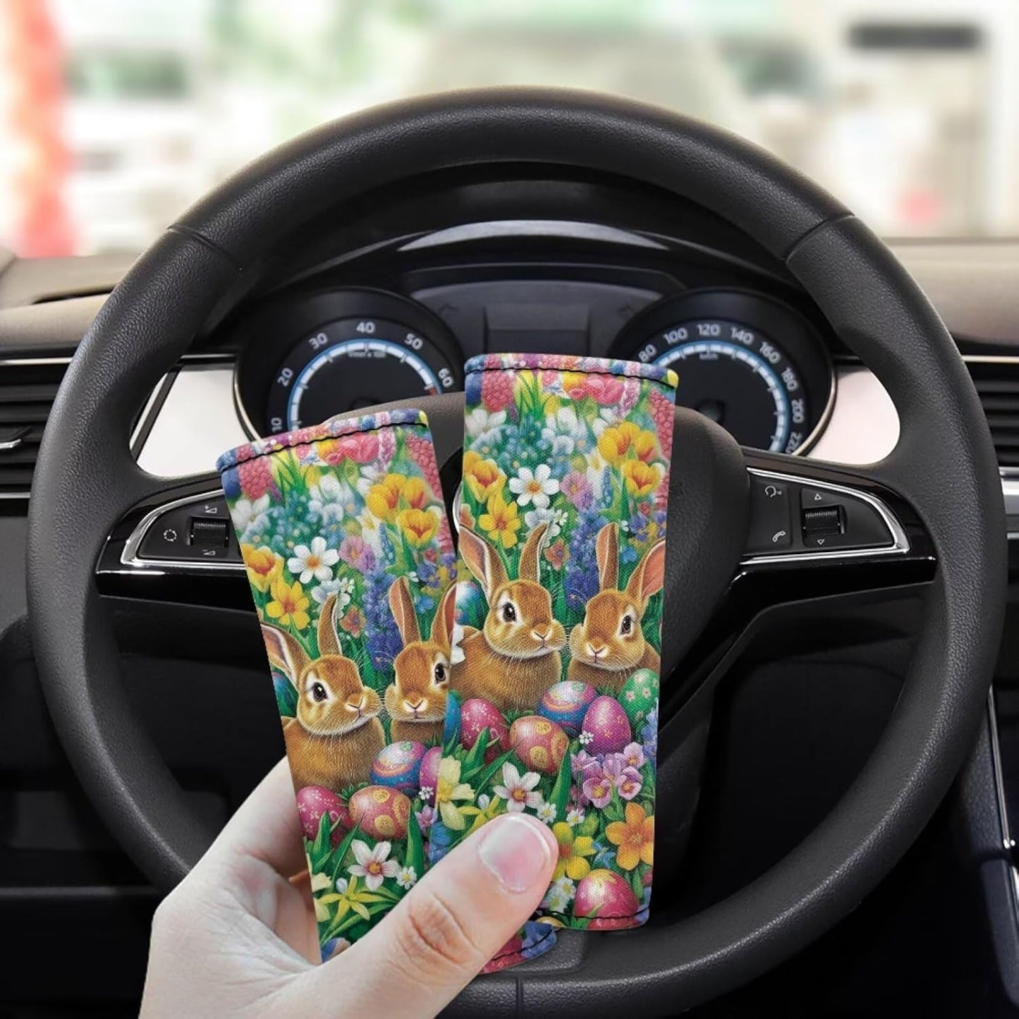 Rabbit Luggage Handle Wraps for Suitcase Egg Travel Accessories Set Handle Cover for Women Girls Luggage ID Tags Door Protector Grip Glove Easter Decor
