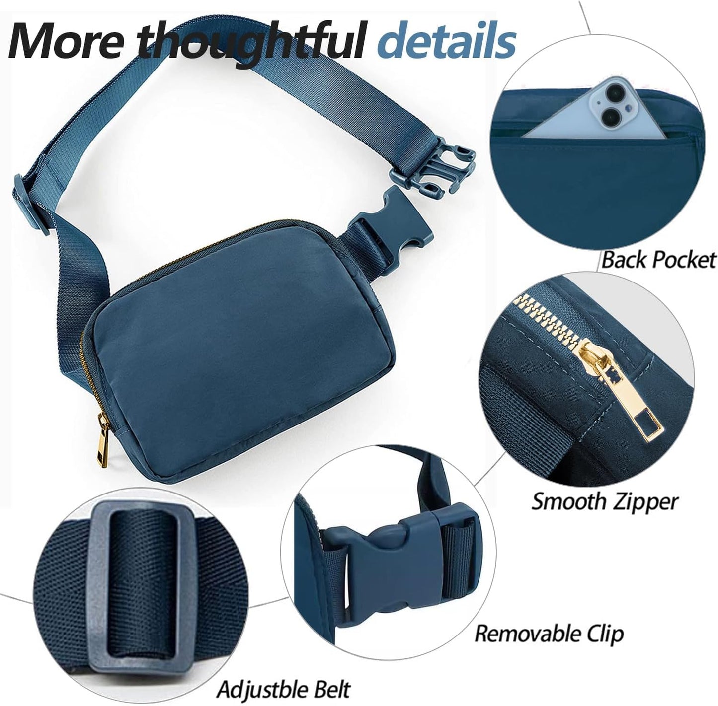 Belt Bag for Women, Cross Body Fanny Pack Fashion Waist Packs Everywhere Belt Bag with Adjustable Strap Gifts Birthday Gifts for 4 5 6 7 8 9 10 11 12 13 Year Old Girls (Dark blue)