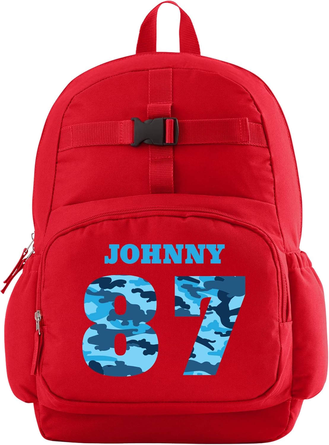 Let's Make Memories Kids Backpack for School - Personalized Back to School Supplies - Bookbag - Red, Blue Camo