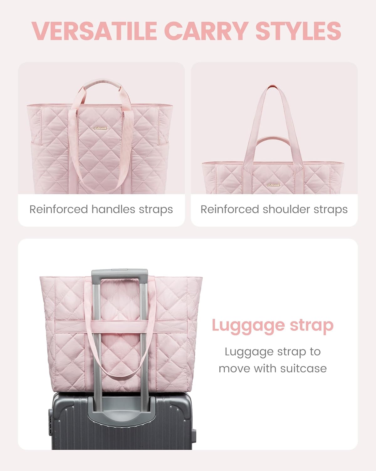 LOVEVOOK Laptop Tote Bag for Women,Quilted Puffer Laptop Bag Purse Computer Travel Work Tote Bags for Women with Zipper
