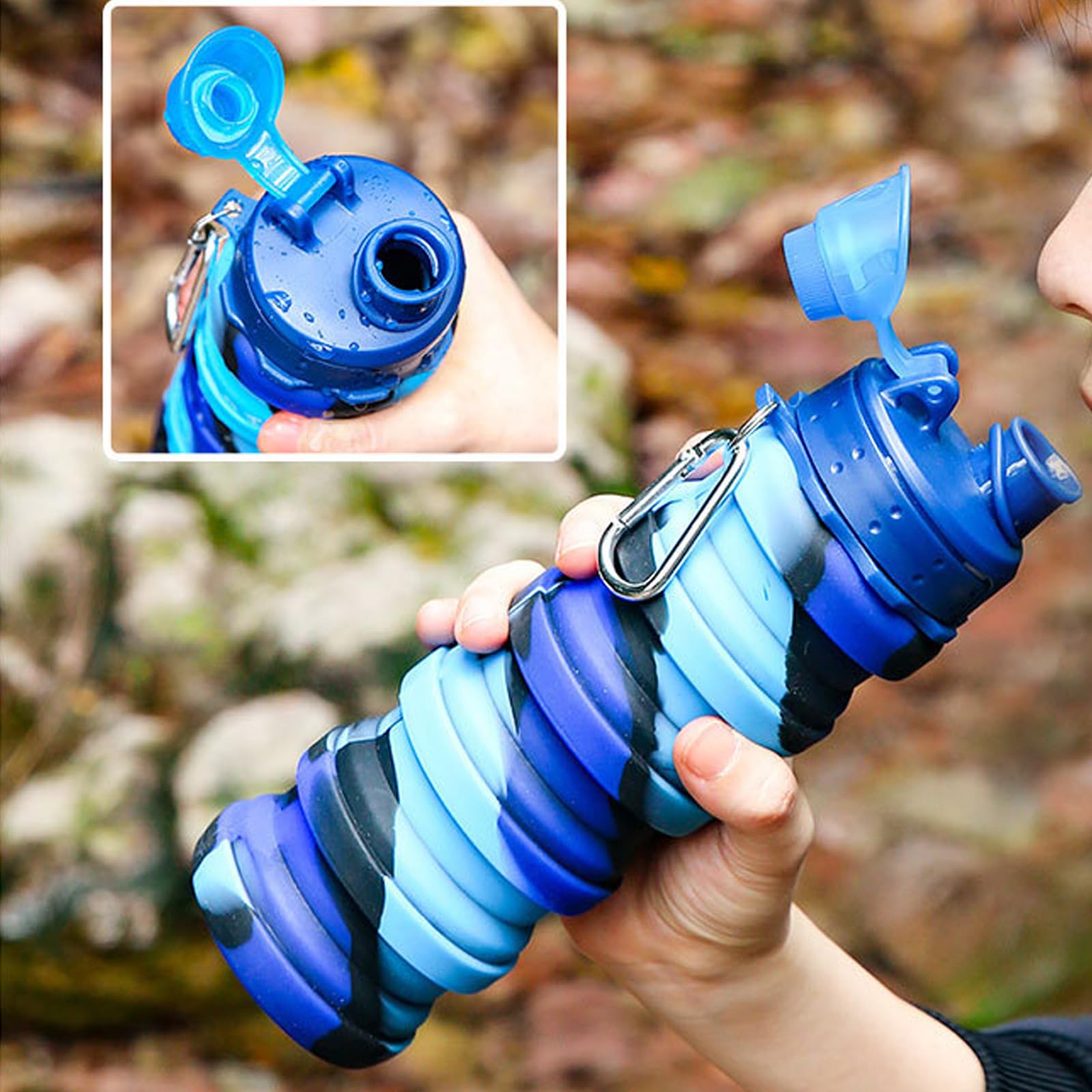 YCTMALL Collapsible Water Bottles Two Pack Travel Sports Portable Sport Water Bottle comes with