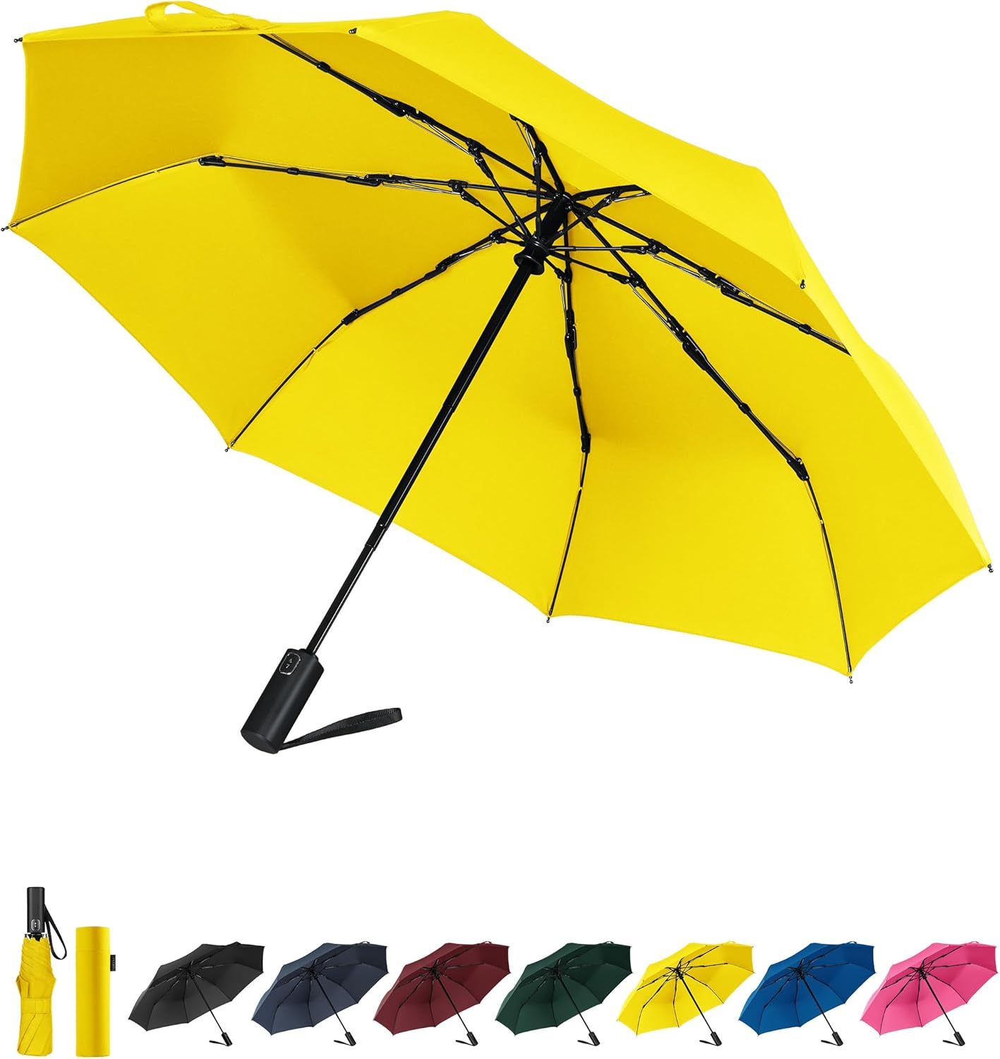 Windproof Travel Umbrella, Automatic Folding Compact Lightweight Umbrella for Women & Men, Durable and Portable, Fits Easily in Purse or Backpack