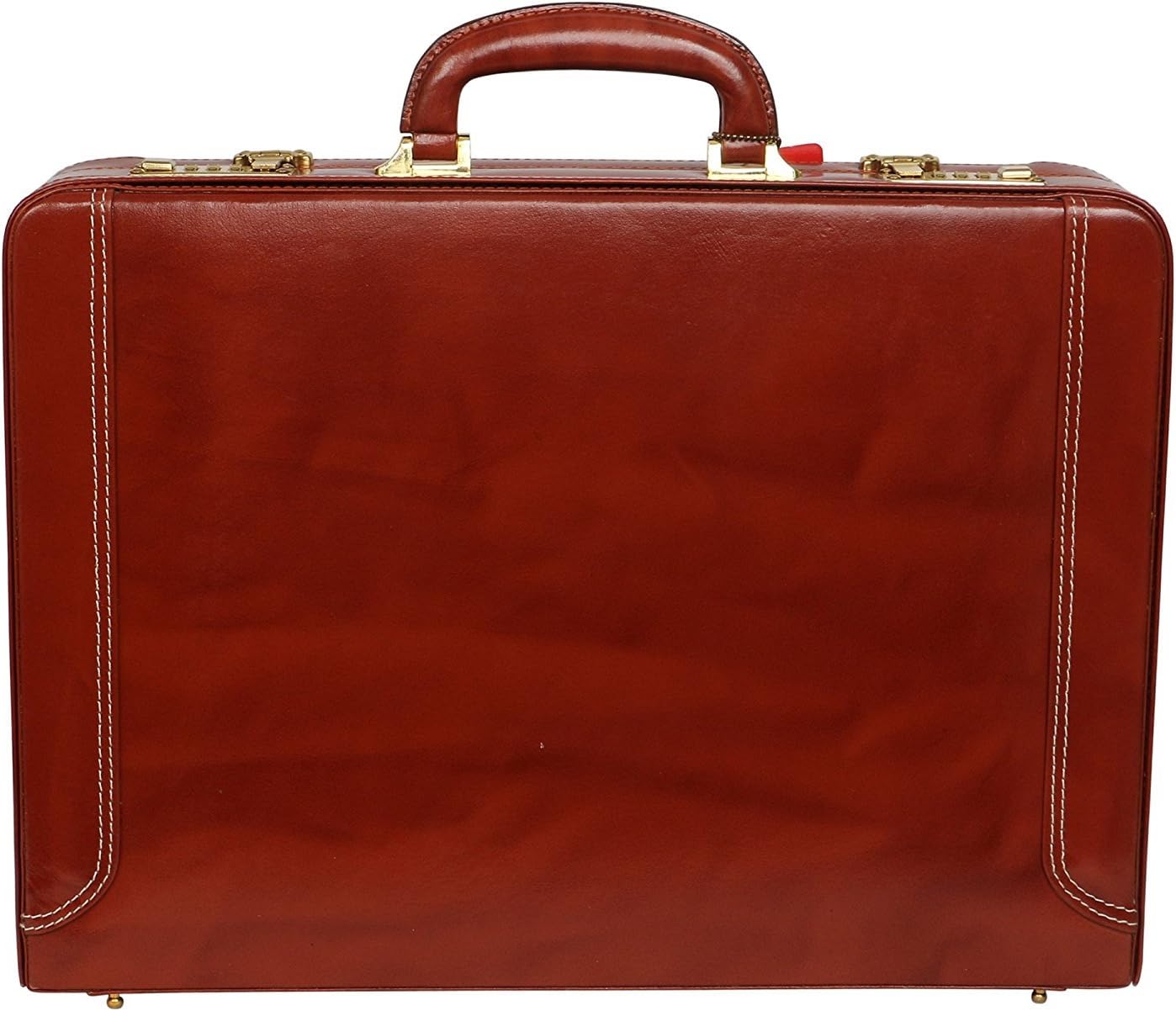 Full Grain Leather Briefcase Attache Case For Unisex Size L18 x W5 x H12 Inches Expandable Briefcase Bag
